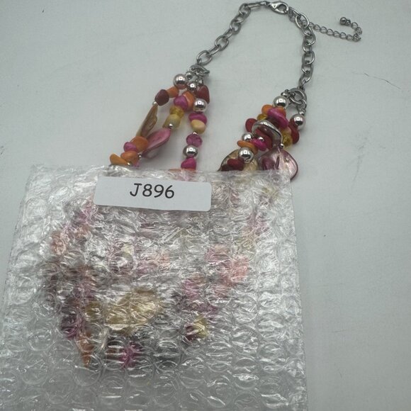 Multicolor Layered Shell Bead Chunky Chain Necklace Adjustable Statement Fashion - Picture 5 of 5